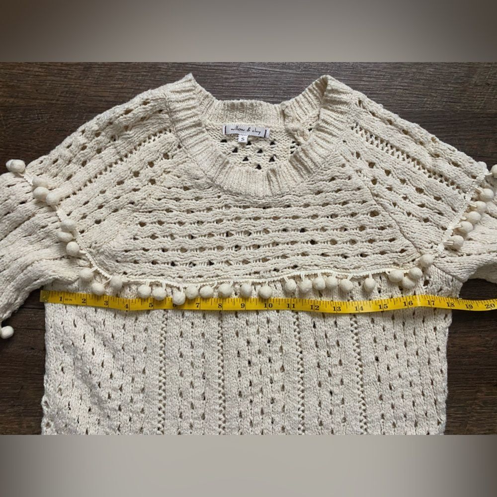 WILLOW & CLAY open-knit Crochet 
 sweater cottage chic soft delicate sz S EUC - Picture 9 of 15